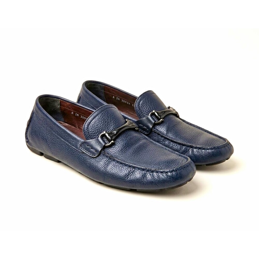 Salvatore Ferragamo Men's Blue Leather Loafers US Size 10 1/2 (9.5 EE) Round Toe